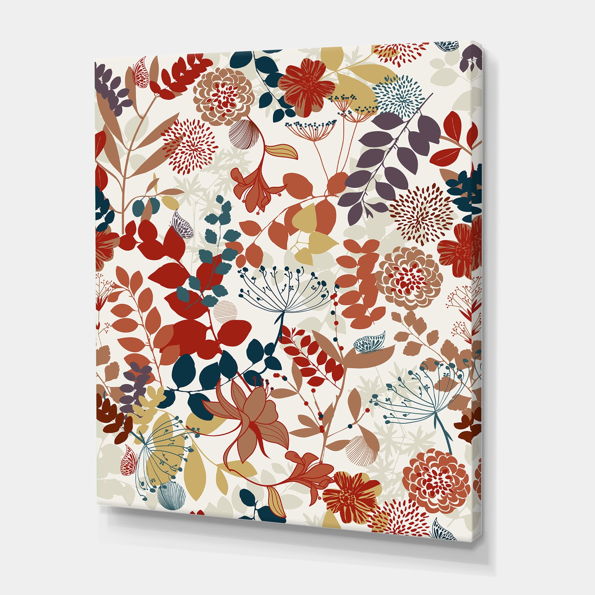 Designart ' Botanical Retro Garden ' Bohemian & Eclectic Canvas Wall Art Print