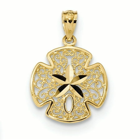 14K Yellow Gold Filigree Sand dollar Charm Pendant MSRP $142