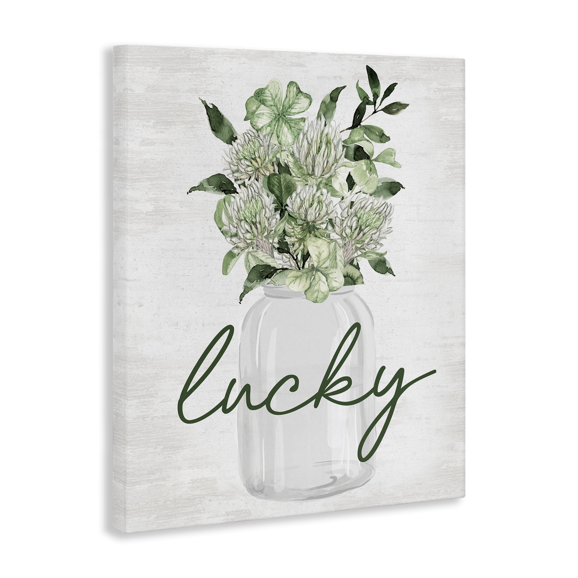 Stupell Industries Lucky Spring Shamrocks Botanical & Floral Painting Gallery Wrapped Canvas Art Print Wall Art, 16 x 20