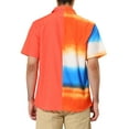 thumbnail image 3 of INSPIRE CHIC Men's Printed Button Down Short Sleeve Pocket Patchwork Shirts M Orange, 3 of 6