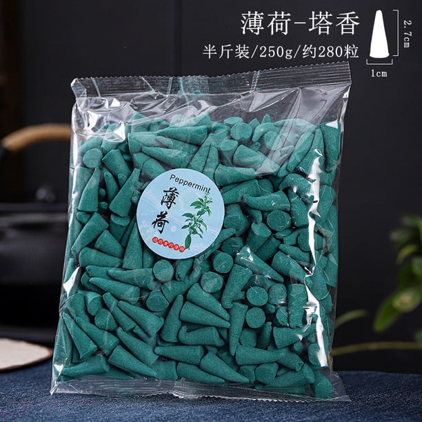 Xiao Hua Conos de incienso de reflujo de 250 g para cascada, aromas naturales para quemador de incienso de cascada, menta