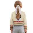 thumbnail image 2 of COEQINE Girls Crop Top for School Style, Long Sleeve Fall Winter Sweatshirt, Cute Party Casual Pullover with Loose Fit for Kids Age 5-6, Snowman Red Green Stripes, 2 of 7