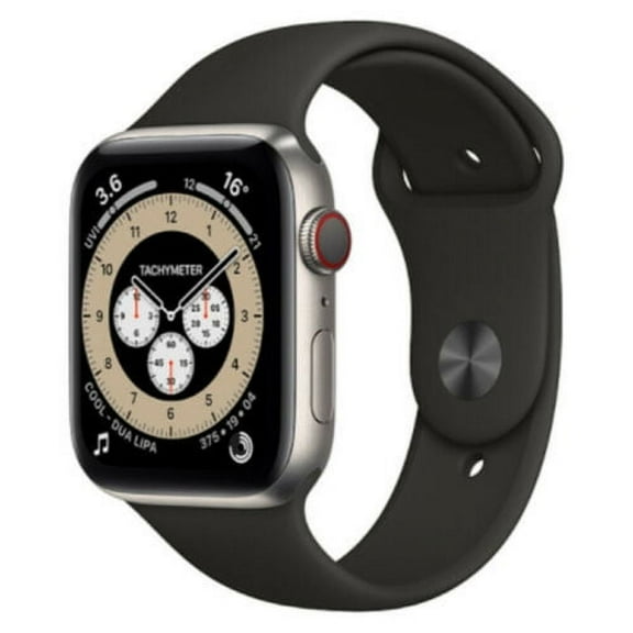 Restored Apple Watch Series 6 44mm GPS   Cellular Unlocked - Titanium Case - Black Sport Band (2020) (Refurbished)