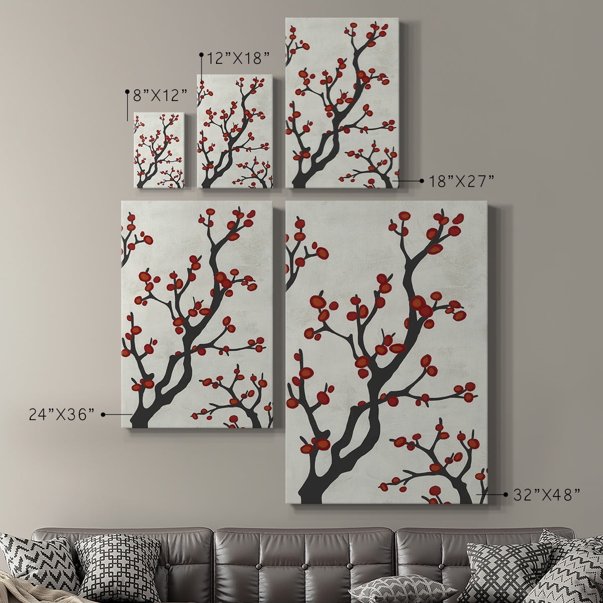 Red Berry Branch I Premium Gallery Wrapped Canvas - Ready to Hang