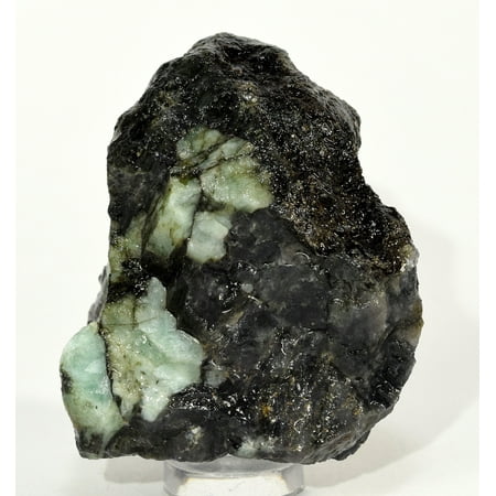 Specimen Brazil (400ct 51mm Natural Green Emerald Rough in Black Matrix Natural Gemstone Crystal Mineral Cabochon Rock Specimen Cab for Carving Cabbing -)