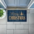 thumbnail image 2 of Blue Plaid Merry Christmas Printed Outdoor Door Mat, design by Andrea Jasid Grassi, 18"x30", 2 of 8