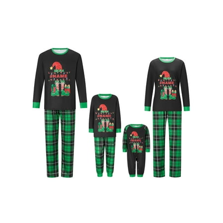 

Suanret Christmas Family Matching Pajamas Sets Print Long Sleeve Tops Plaid Trousers Sleepwear Homewear PJs Green 4-5 Years