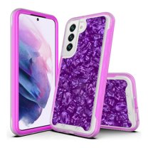 Samsung Galaxy S21 FE Case, Rosebono Hybrid Graphic Design Pattern Hard Back Pannel Cover Protection Case For Samsung Galaxy S21 FE (Purple Shell)