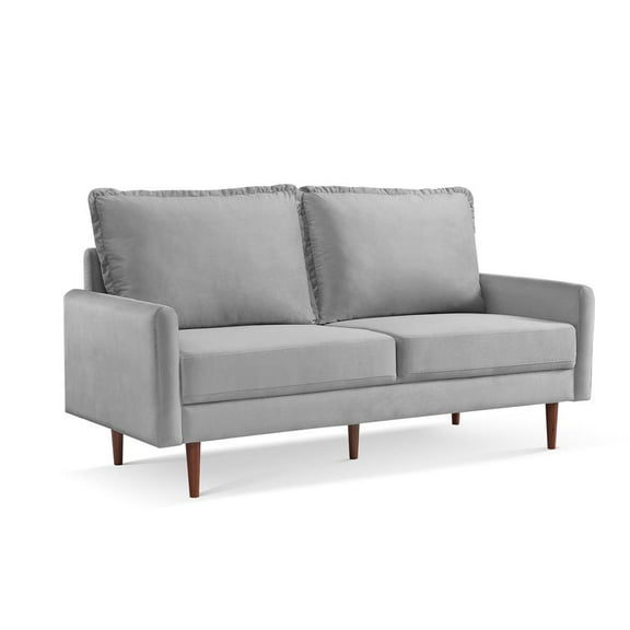 HomeRoots 69" Gray Velvet and Dark Brown Sofa