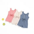thumbnail image 4 of Mercatoo Toddler Baby Girl Summer Outfit Sleeveless Ribbed Romper Solid Bow Jumpsuit Shorts Cotton Kids Girls Clothes, 4 of 5
