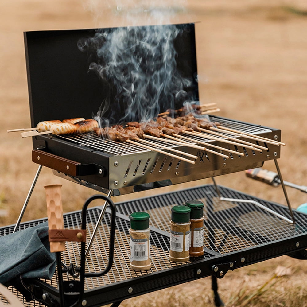 Outdoor Camping Picnic Stainless Steel Charcoal Grill Home Garden Barbecue Rack Portable Detachable Barbecue Grill Charcoal Grill