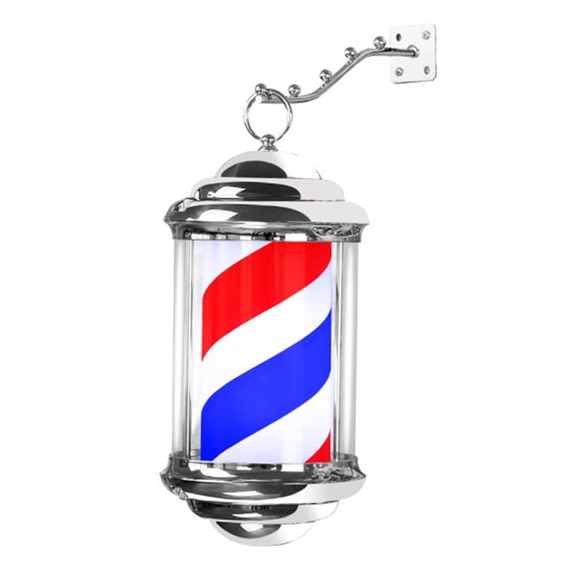 Luz de poste de peluquero, luz de letrero de tienda de peluquería giratoria, lámpara de soporte de poste de peluquero, luz LED de estilo retro montada Sunnimix Luz de poste de peluquería