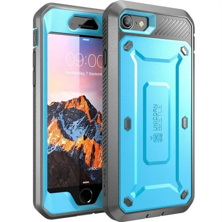 SUPCASE Unicorn Beetle Pro Series Case Designed for iPhone SE 3rd Gen (2022) / iPhone SE 2nd Gen (2020) / iPhone 7 / iPhone 8, Full-Body Rugged Holster Case with Built-In Screen Protector (Blue)