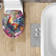thumbnail image 4 of ZUXONGSY Rooster Flower Toilet Lid Dust Cover Soft Stretchable Toilet Lid Covers Fit Most Round and Elongated Toilet Soft Cozy Flannel Elongated Toilet Lid Cover Suitable for Bathroom, 4 of 6