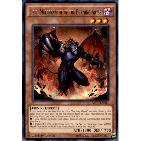YuGiOh Secrets of Eternity Rare Libic, Malebranche of the Burning Abyss SECE-EN083