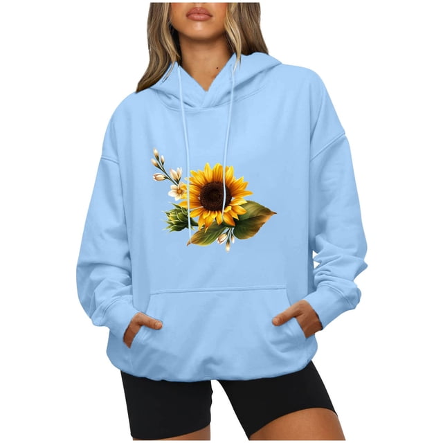 CEHVOM Blouse à Capuche à Manches Longues et Col Rond pour Femmes, Décontractée, Imprimée, Chandail en Molleton, Chemises, Liquidation