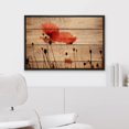 thumbnail image 4 of IDEA4WALL Framed Canvas Wall Art Red Poppy Field on Wood Panels Nature Wilderness Mixed Media Modern Art Print Rustic Relax/Calm Multicolor for Living Room, Bedroom, Office - 16"x24" Black, 4 of 5
