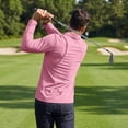 thumbnail image 5 of Men's Designed Solid Long-Sleeve Collared Golf Polo Shirts | Casual Solid Fit Men's Long-Sleeve Golf Polo Shirt Pink XXXL, 5 of 5