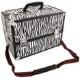 thumbnail image 2 of Cfowner Professional Makeup Train Case, Aluminum Frame Makeup Box with Mirror, Jewelry Storage Organizer, White Zebra, 2 of 7