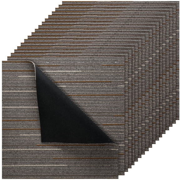 VEVOR Carpet Tiles Reusable 24x24 inch, 24 PCS Modular Carpet Square Rug, Commercial Floor Soft Padded for Seamless Cover 96sq.ft, Easy DIY for Living Room Bedroom Office Indoor,Dark Brown