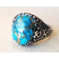 thumbnail image 5 of Blue Copper Turquoise Mans Ring, Natural Copper Turquoise Ring, Silver Jewelry, 925 Silver Ring, Birthday Gift, Heavy Mens Ring, Arabic Design, Ottoman Style Ring, Christmas, Turkey Mens Signet Ring, 5 of 6
