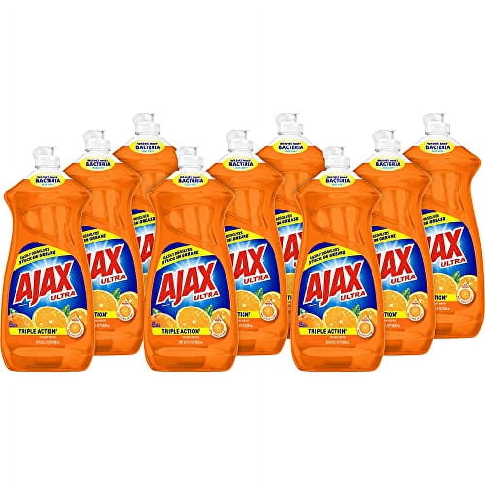(9 pack) Ajax Ultra Triple Action Dishwashing Liquid Dish Soap, Orange Scent, 28 Fluid Ounce