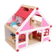 thumbnail image 1 of Casa de muñecas de madera, casa de juegos de simulación, juguete educativo, casa de simulación DIY con muebles para niños de 3 años en adelante,, 1 of 9