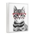 thumbnail image 2 of Stupell Industries Contemporary Black White Monochrome Cat Red Glasses Design White Framed Giclee Art, 16 x 20, by Annalisa Latella, 2 of 7