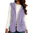 thumbnail image 4 of Fengactive Womens Plush Warm Vest Sleeveless Open Front Hooded Vests Winter Jacket Running Vest with Pockets, 4 of 9