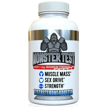 Angry Supplements Monster Test Men's Testosterone Booster for Strength, Muscle Mass and Drive (4-Pack)