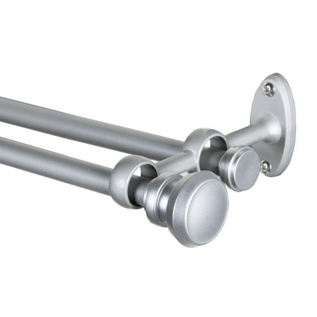 Simone Double Curtain Rod Satin Nickel, 66"-120" - Walmart.com