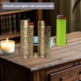 thumbnail image 4 of 2 Pack Vintage Metal Lighter Case Cover Front Arabesque Engraving Reusable Lighter Sleeve for Bic J6 Regular Lighters (Style1-Bronze), 4 of 5