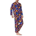 thumbnail image 2 of KLL Cute Flat Hand Drawn Fishes Sleepwear Mens Flannel Pajamas,Long Cotton Pj Set, 2 of 7