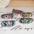 thumbnail image 3 of Bagues Hibou Design Charmant Mode 10 Couleurs Yeux Multicolores Argenté pour Femmes Hommes Punk Gothique Bague Ouverte Réglable Bijou de Fête Rouge Réglable, 3 of 6