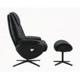 thumbnail image 2 of [1-Piece Black Top Grain Leather Accent Chair with Swivel and Ottoman - Modern Minimalist Style], 2 of 9