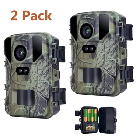 SuntekCam Trail Camera 2 Pack MINI Game Camera 48MP/4K HD Resolution with 32GB SD Card Hunting Camera with Low Glow Night Vision Motion Activated Waterproof for Outdoor Scouting Wildlife Monitor