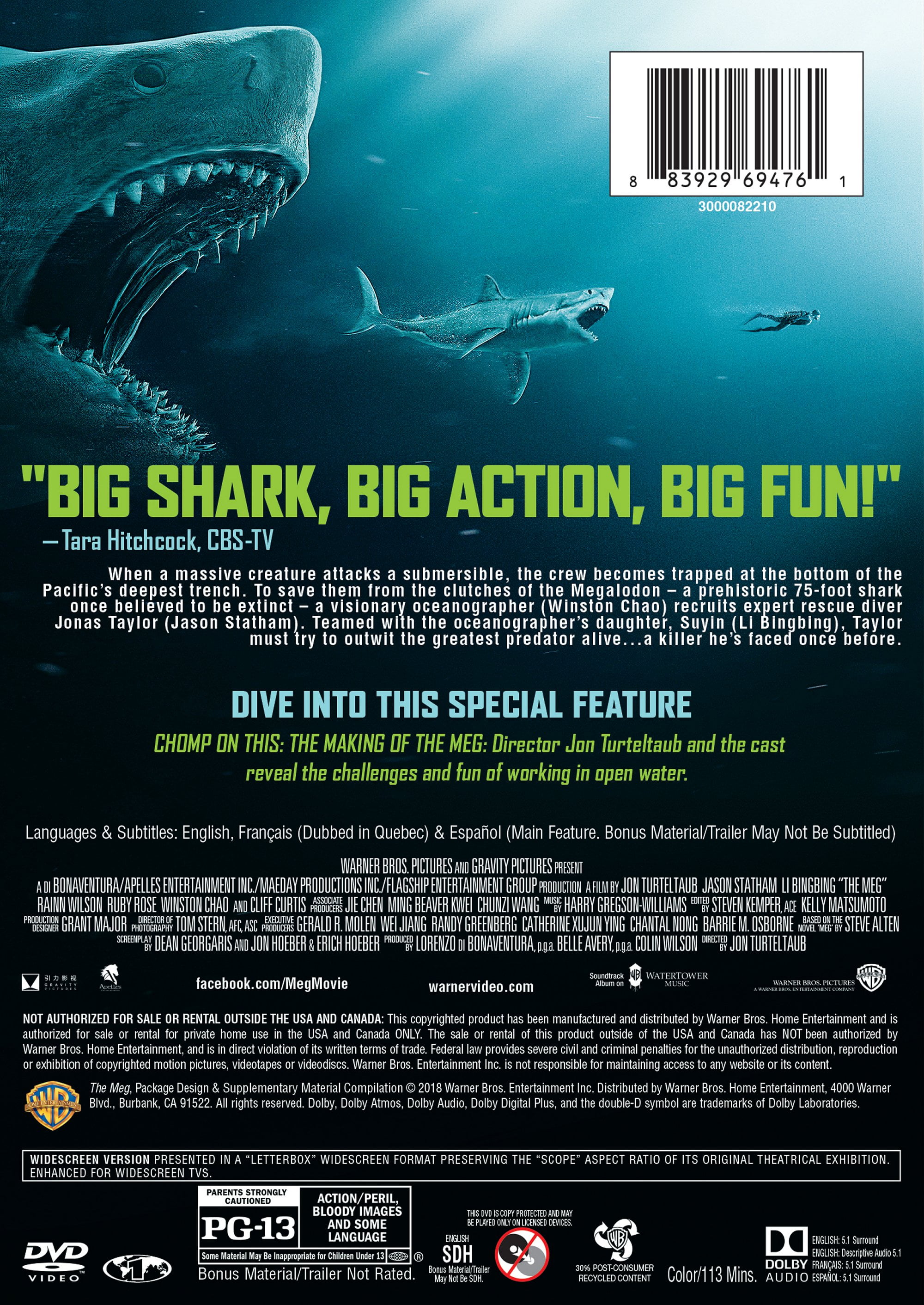 The Meg (2018) (DVD) Starring Jason Statham