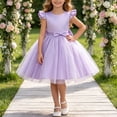 thumbnail image 2 of Splozh Baby Girls' Dresses Fashion Girls Adorable Solid Color Pearl Wedding Flower Girl Dress,Purple,5-6 Years, 2 of 7