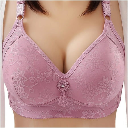 

Bigersell Full-Coverage Wireless Bra Women s Bra Wire Free Underwear One-Piece Bra Everyday Underwear Female Nylon Wireless Bra for Everyday Plus Training Bra Style 850 Purple 44