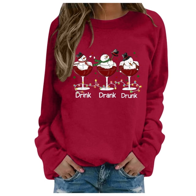 Sweat à Capuche Imprimé Bonhomme de Neige de Noël Automne Hiver pour Femmes
