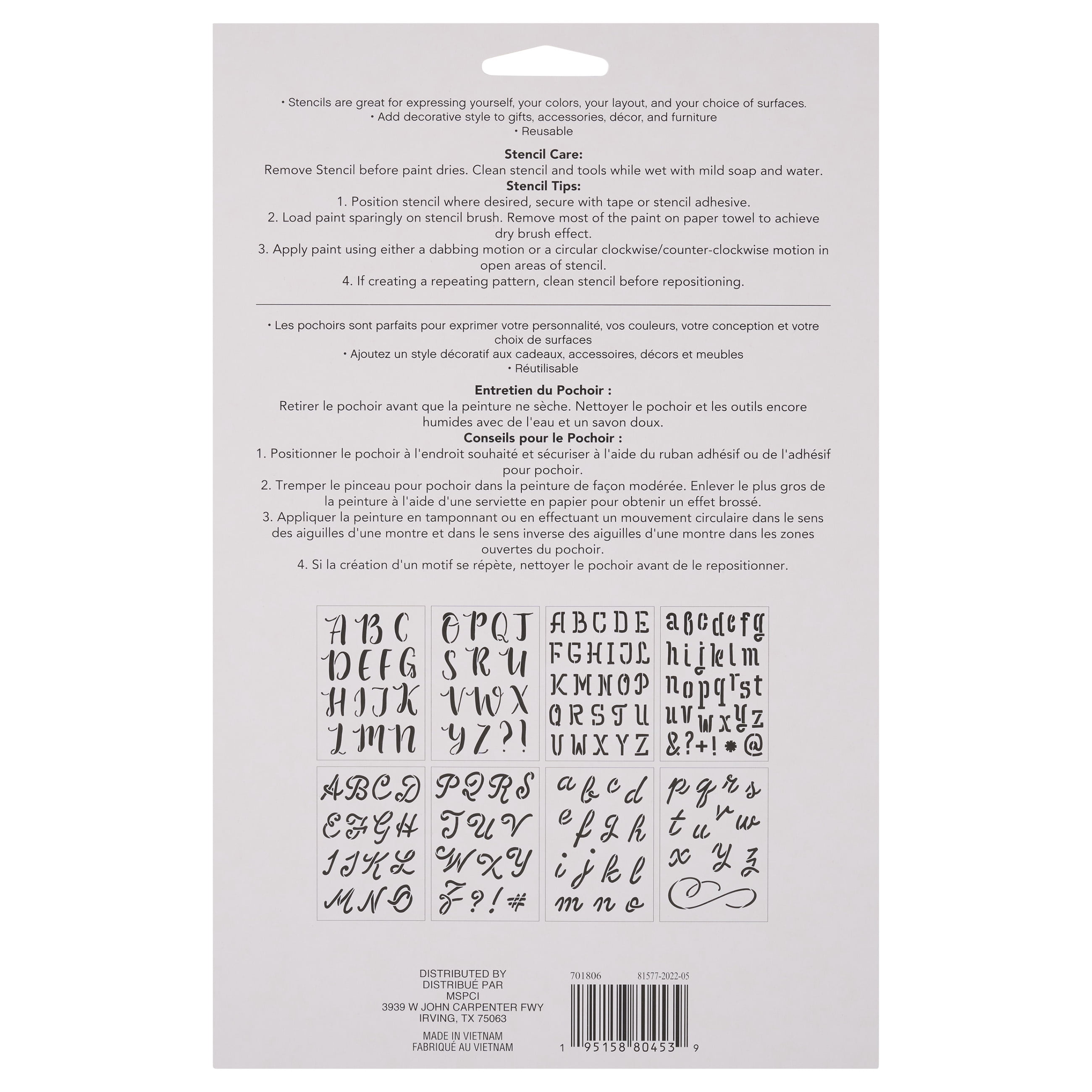 Craft Smart 2" Formal Alphabet Stencils - Reusable Plastic Stencil Sheets with 141 Elegant Letter Designs per Pack, Ideal for DIY Crafts & Decor, 6 Pack