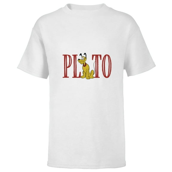 Disney Mickey and Friends Pluto Lettering Classic - Short Sleeve T-Shirt for Kids – Customized-White