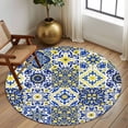 thumbnail image 2 of Round Rug 7Ft Washable Non-Slip, Middle Century Circle Area Rugs for Living Room Bedroom, Vintage Farmhouse Bohemia Style Blue Indoor Floor Mats Carpet Runner for Home Decor Aesthetic, 2 of 8