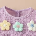 thumbnail image 5 of MJTBGFSWG Baby Girl Clothes Girls' Smocked 3D Floral Applique Bodysuit and Fly Sleeve Shorts 2 Piece Set, 5 of 9