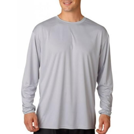 A4 - A4 Men's Cooling Performance Crew Long Sleeve T-Shirt, Silver ...