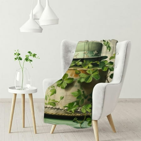 

ZHZY Shamrock Happy Shamrock Shamrock Lucky Flannel Blanket Gifts for All Seasons 50x60in