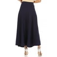 thumbnail image 4 of Women's Casual Solid High Waisted Flare A-line Long Skirt with Elastic Waistband, 4 of 6