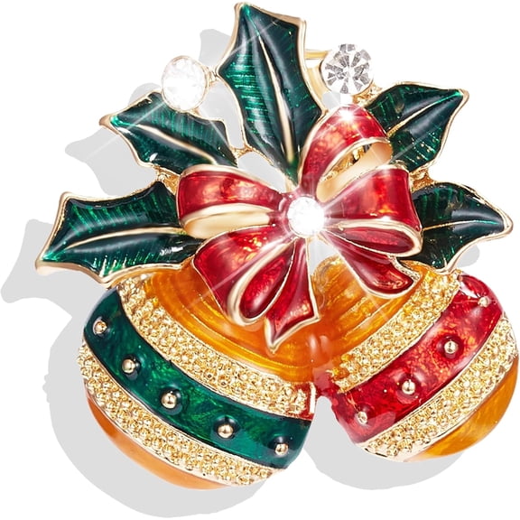 Christmas Pins Brooches for Women Backpacks Holiday Rhinestones Enamel Xmas Tree Bell Snowflake Pins and Brooches for Women Christmas Decorations Gifts Outfits Stocking Stuffers -Bell