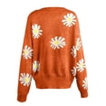 thumbnail image 3 of 2025 Women Coat Cardigans Daisy Oversized Cardigan Printing Long Sleeve O-Neck Brown Cardigan Cropped Sweater, 3 of 5