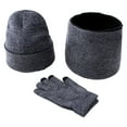 thumbnail image 2 of 3Pcs/Set Mens Beanie Scarf Gloves Set Knit Winter Fleece Lining Thick Hat, 2 of 8